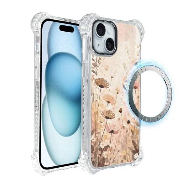 Etui do iPhone 15, Ibizu DropGuard Ultra z MagSafe, Kwiatowa łąka (3)
