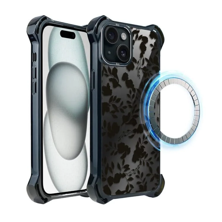 Etui do iPhone 15, Ibizu DropGuard Ultra z MagSafe, Midnight, Dotyk kwiatów (2)