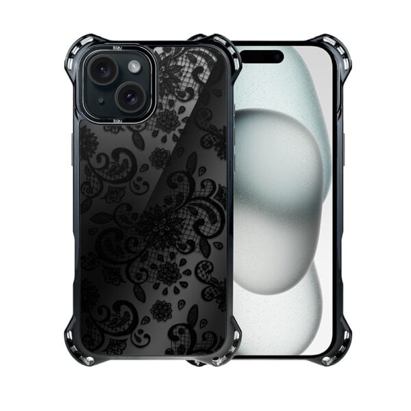 Etui do iPhone 15, Ibizu DropGuard Ultra z MagSafe, Midnight, Koronkowa czerń (1)