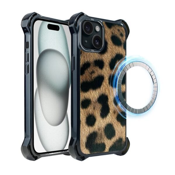 Etui do iPhone 15, Ibizu DropGuard Ultra z MagSafe, Zew Natury, Lampart (3)