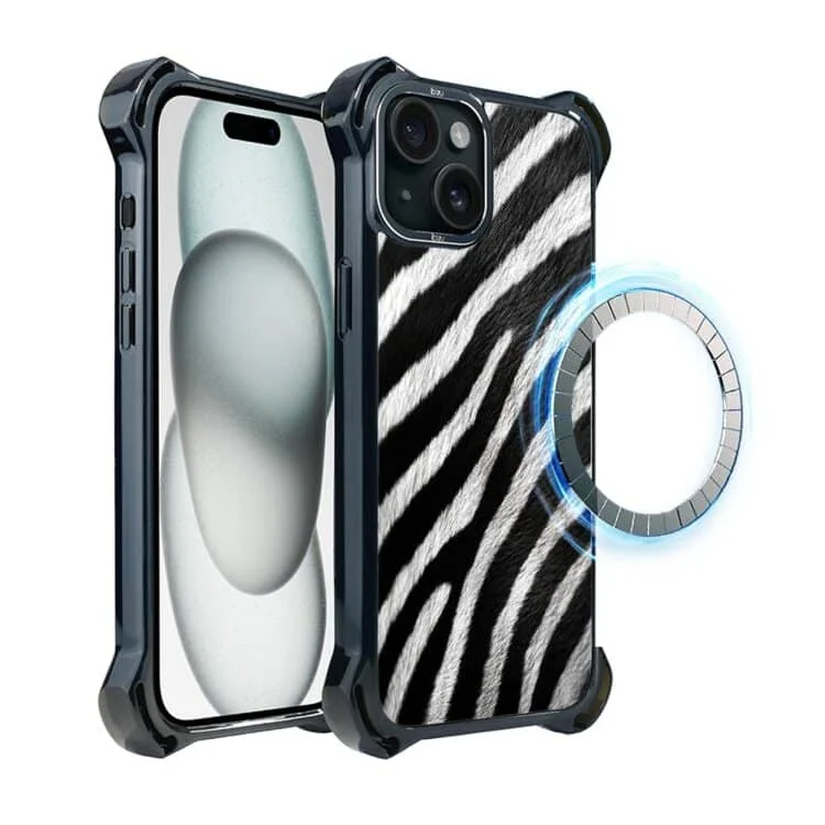 Etui do iPhone 15, Ibizu DropGuard Ultra z MagSafe, Zew Natury, Zebra (2)
