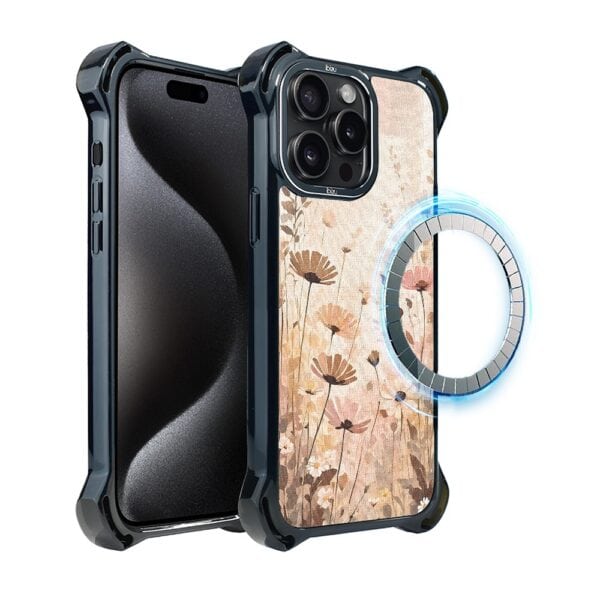 Etui do iPhone 15 Pro, Ibizu DropGuard Ultra z MagSafe, Boho, Kwiatowa łąka (7)