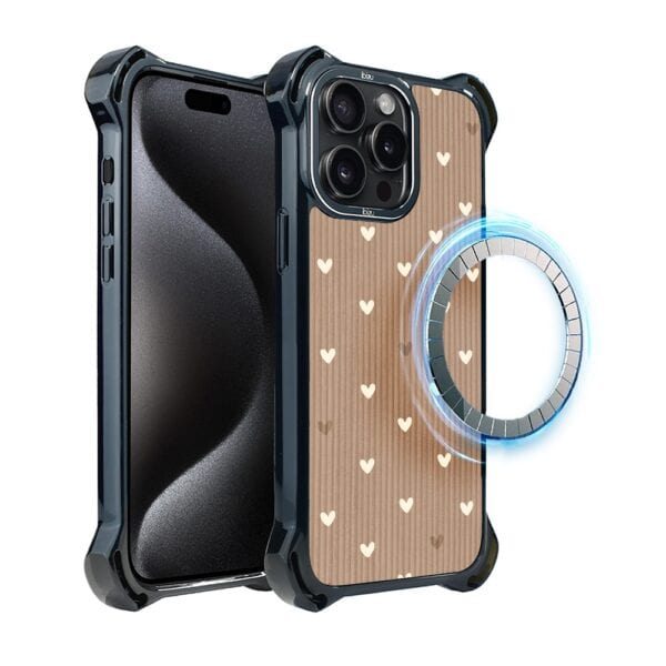 Etui do iPhone 15 Pro, Ibizu DropGuard Ultra z MagSafe, Boho, Pudrowe serca (7)