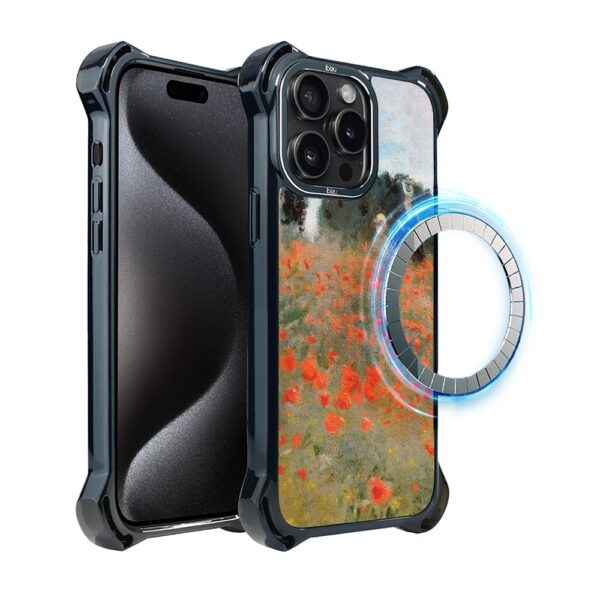 Etui do iPhone 15 Pro, Ibizu DropGuard Ultra z MagSafe, Claude Monet, pole maków (7)