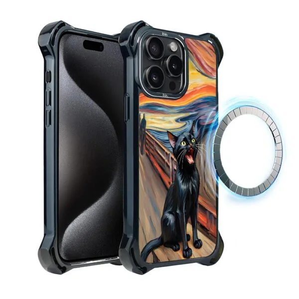 Etui do iPhone 15 Pro, Ibizu DropGuard Ultra z MagSafe, Edvard Munch, krzyk kota (7)
