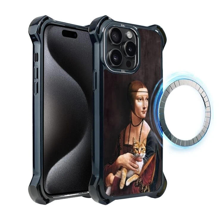 Etui do iPhone 15 Pro, Ibizu DropGuard Ultra z MagSafe, Leonardo Da Vinci, dama z kotem (7)