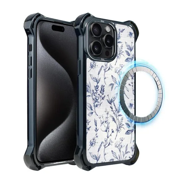 Etui do iPhone 15 Pro, Ibizu DropGuard Ultra z MagSafe, Pastel Bloom, Lazurowe szepty (7)