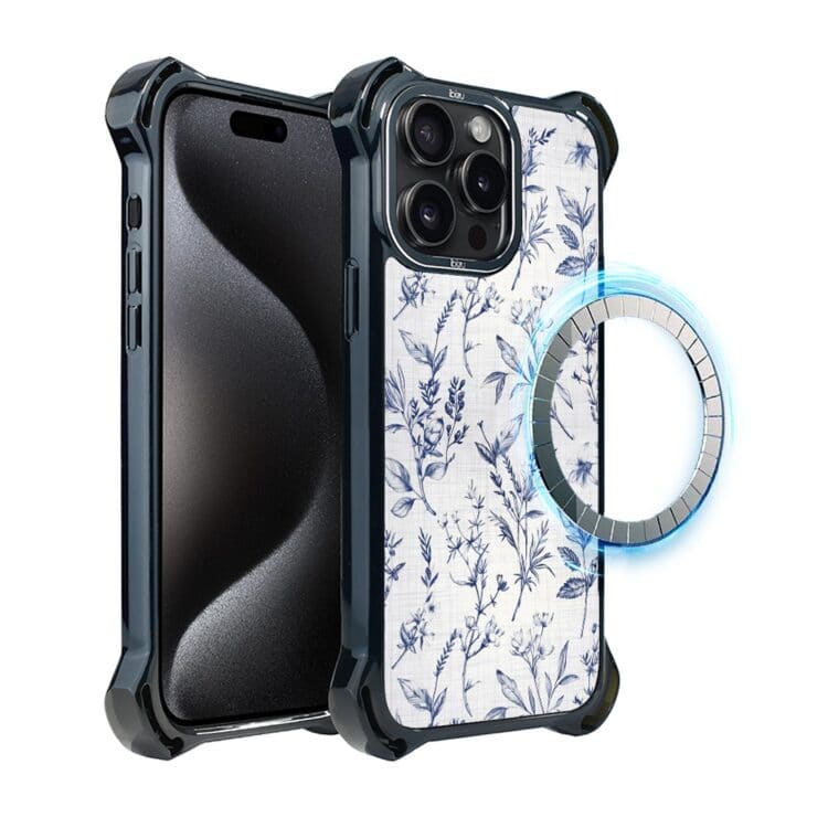 Etui do iPhone 15 Pro, Ibizu DropGuard Ultra z MagSafe, Pastel Bloom, Lazurowe szepty (7)