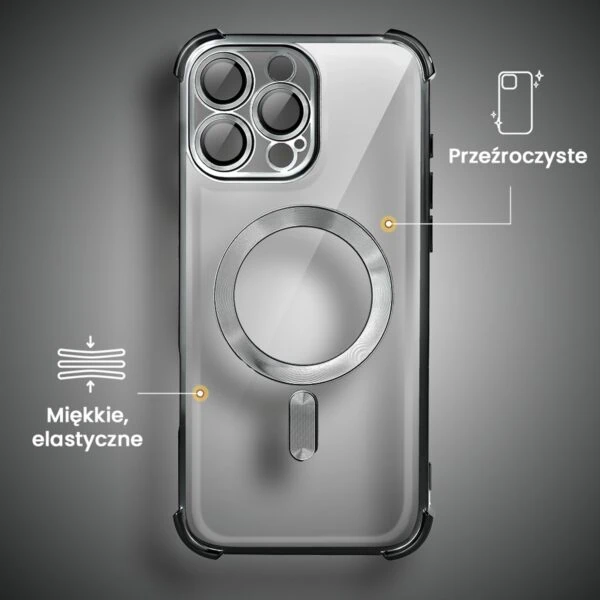 Etui do iPhone 15 Pro Magsafe Luxury Anti-Shock Lens Protect, czarne (4)