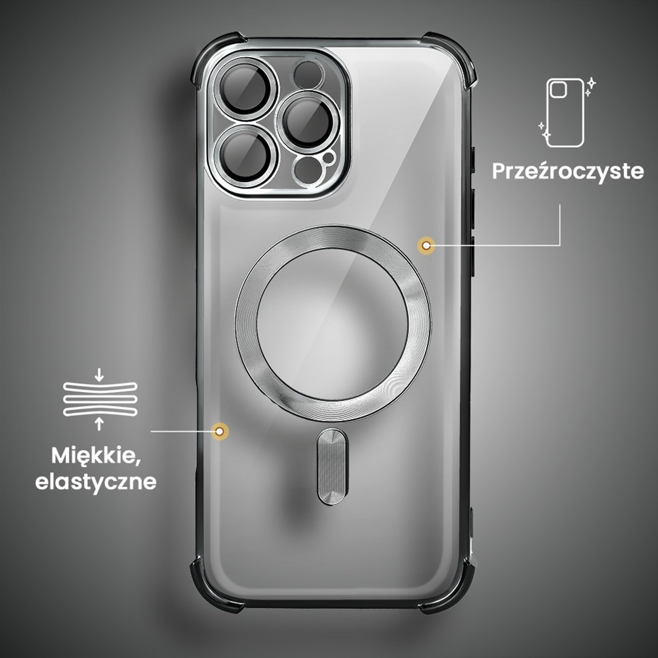Etui do iPhone 15 Pro Magsafe Luxury Anti-Shock Lens Protect, czarne (4)