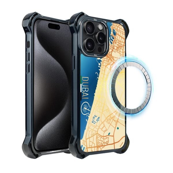 Etui do iPhone 15 Pro Max, Ibizu DropGuard Ultra z MagSafe, Mapy Świata, Dubai (7)