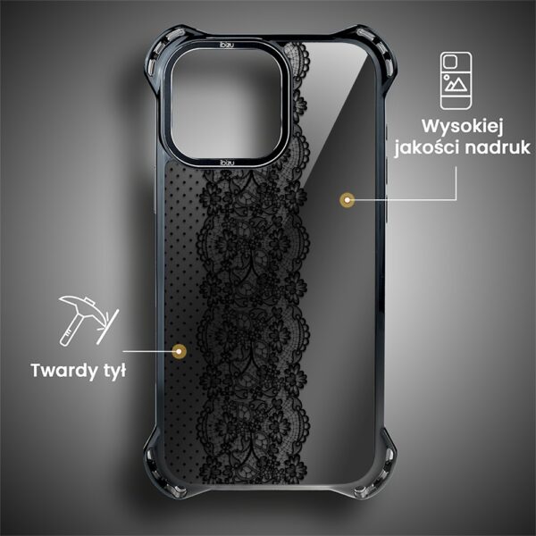 Etui do iPhone 15 Pro Max, Ibizu DropGuard Ultra z MagSafe, Midnight, Ornamentowa koronka (1)