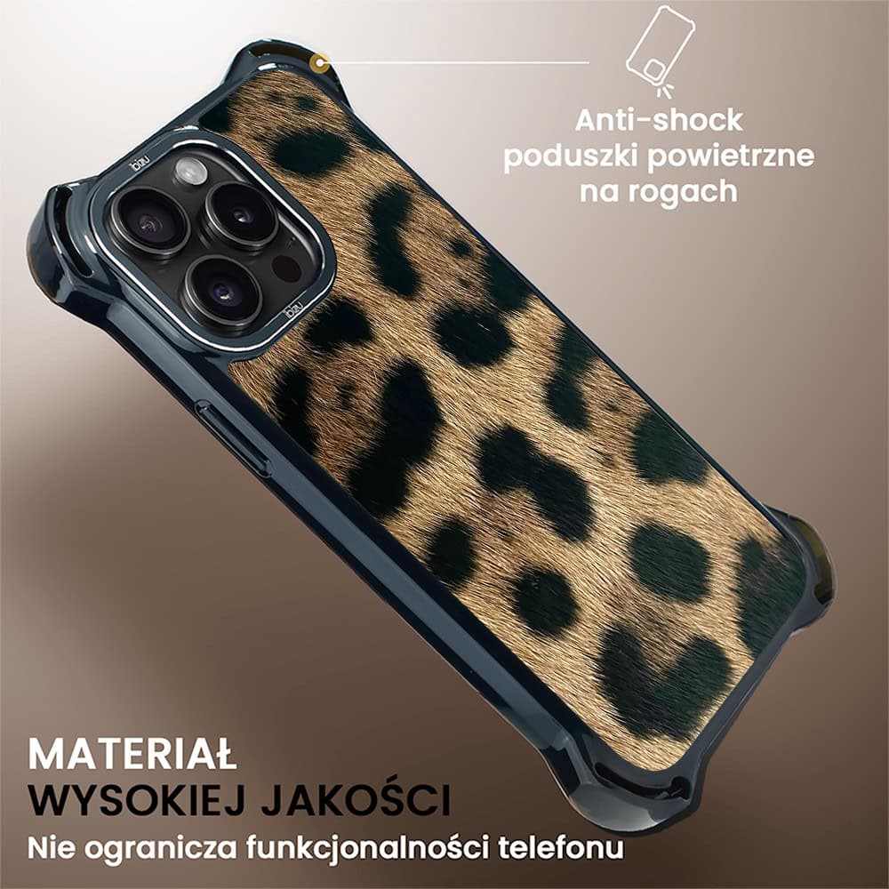 Etui do iPhone 15 Pro Max, Ibizu DropGuard Ultra z MagSafe, Zew Natury, Lampart (3)