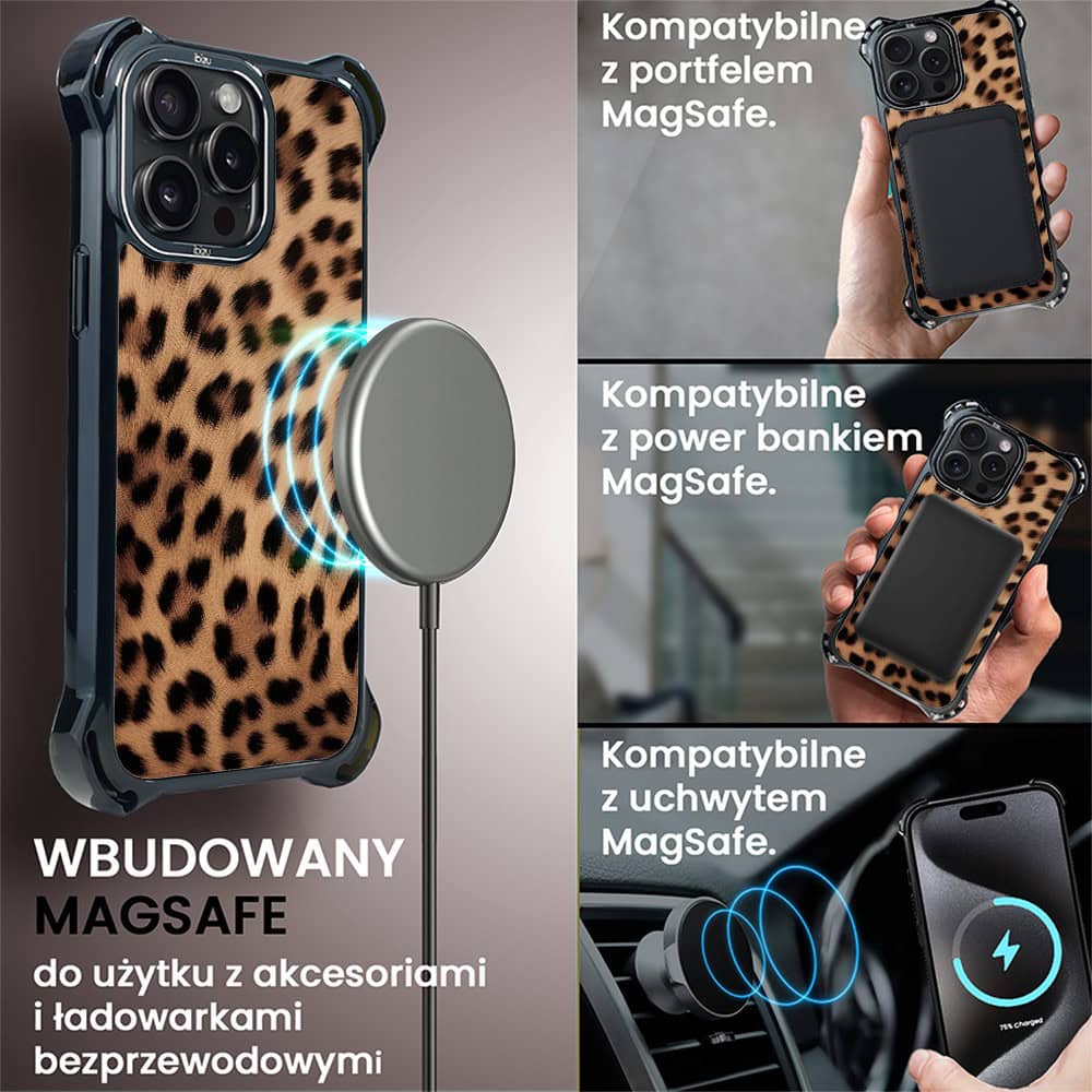 Etui do iPhone 15 Pro Max, Ibizu DropGuard Ultra z MagSafe, Zew Natury, Pantera (2)