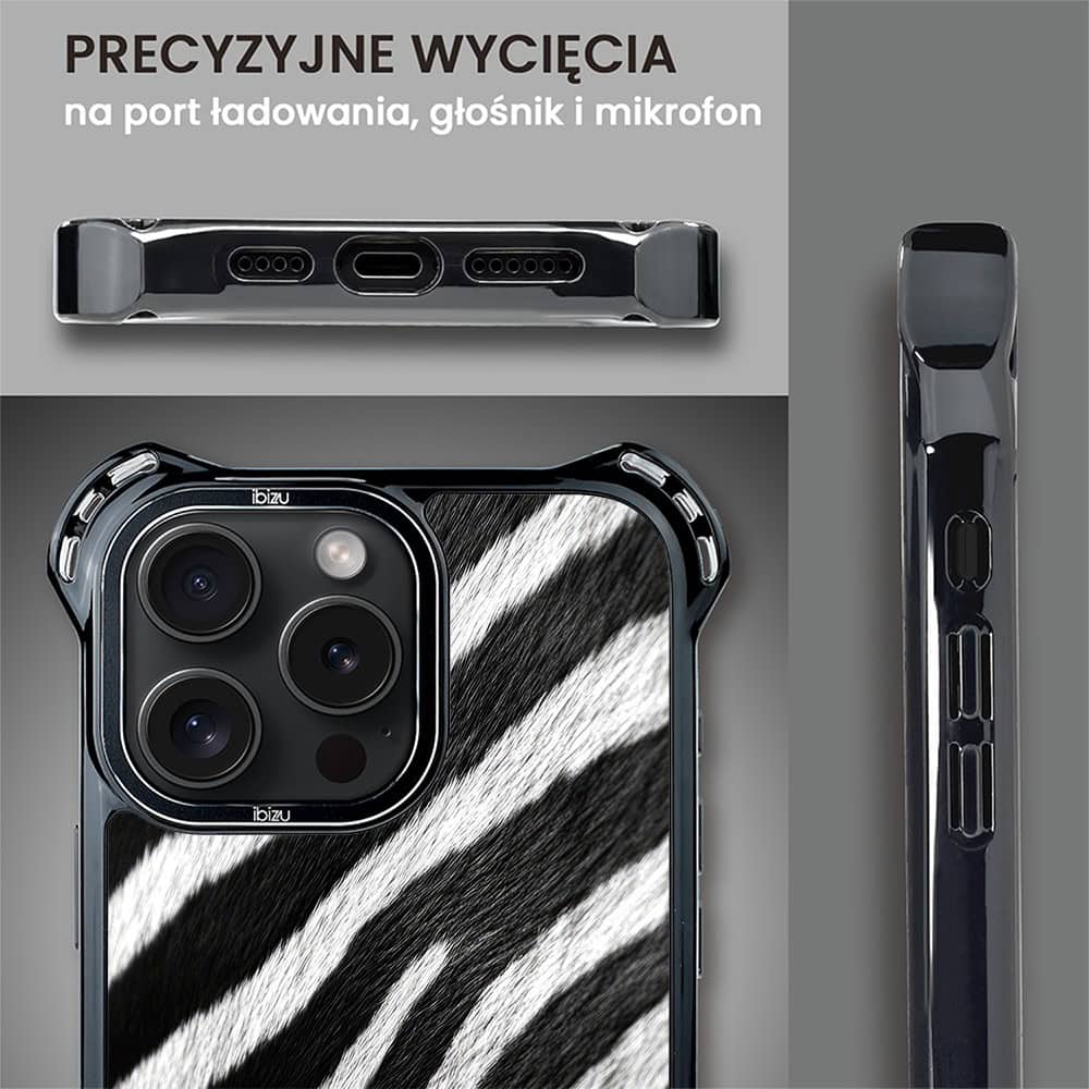 Etui do iPhone 15 Pro Max, Ibizu DropGuard Ultra z MagSafe, Zew Natury, Zebra (2)