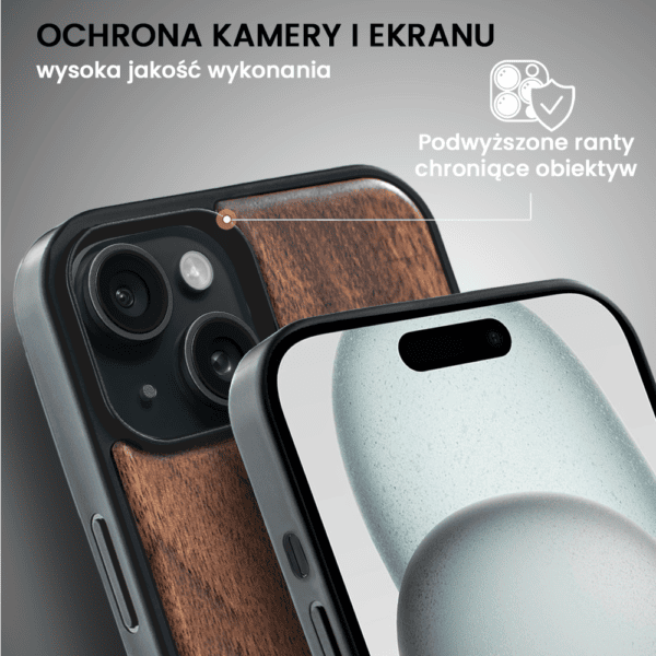 Etui do iPhone 15, WoodCraft, drewniane z MagSafe, Górski horyzont (8)