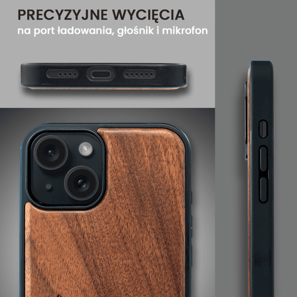 Etui do iPhone 15, WoodCraft, drewniane z MagSafe, Górski szczyt (9)