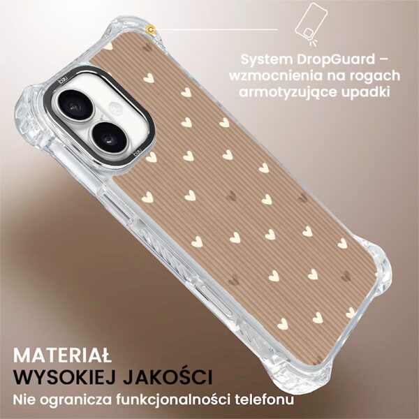 Etui do iPhone 16, Ibizu DropGuard Ultra z MagSafe, BOHO, Pudrowe serca (6)