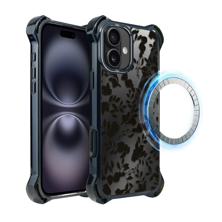 Etui do iPhone 16, Ibizu DropGuard Ultra z MagSafe, Midnight, Dotyk kwiatów (3)