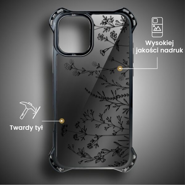 Etui do iPhone 16, Ibizu DropGuard Ultra z MagSafe, Midnight, Dotyk kwiatów DRUGI WZOR (2)