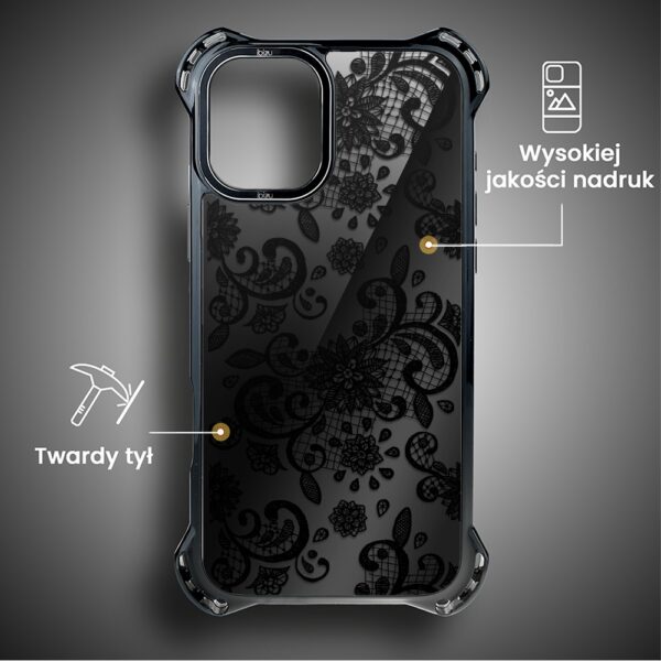 Etui do iPhone 16, Ibizu DropGuard Ultra z MagSafe, Midnight, Koronkowa czerń (2)