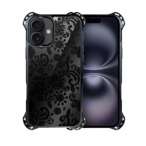 Etui do iPhone 16, Ibizu DropGuard Ultra z MagSafe, Midnight, Koronkowa czerń (4)
