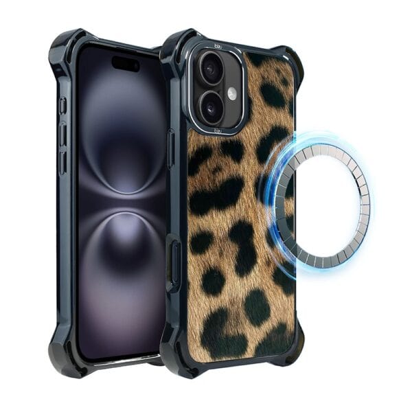 Etui do iPhone 16, Ibizu DropGuard Ultra z MagSafe, Zew Natury, Lampart (2)