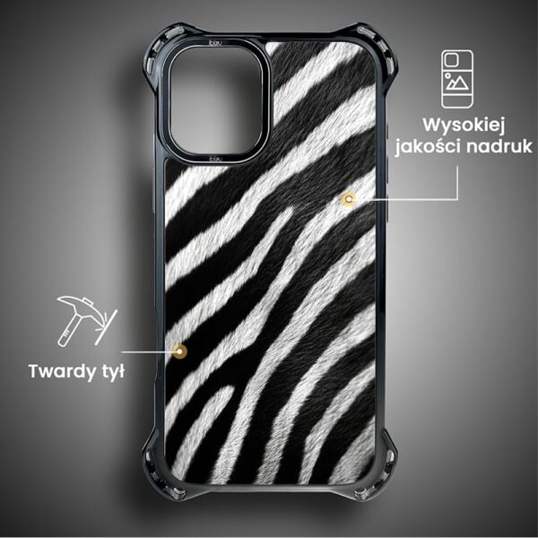 Etui do iPhone 16, Ibizu DropGuard Ultra z MagSafe, Zew Natury, Zebra (1)