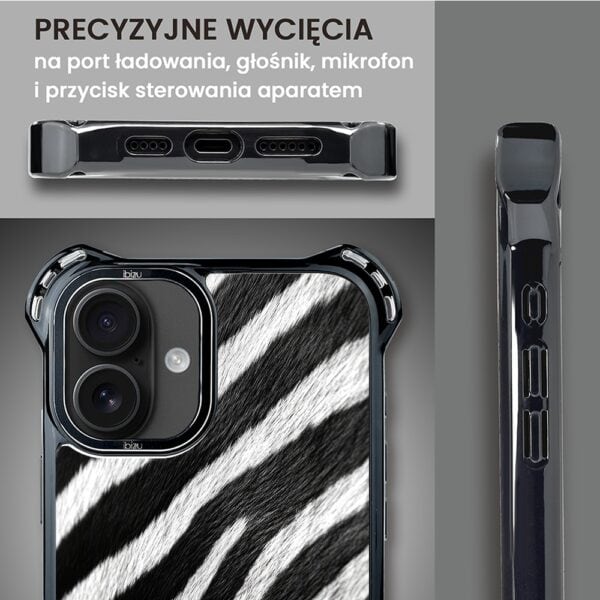 Etui do iPhone 16, Ibizu DropGuard Ultra z MagSafe, Zew Natury, Zebra (4)