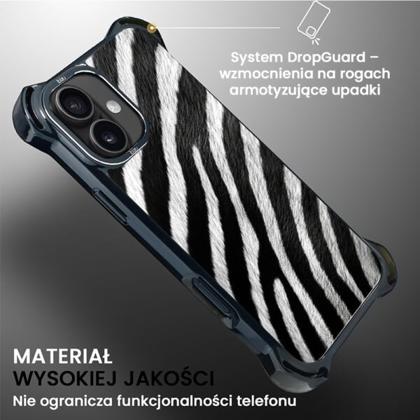 Etui do iPhone 16, Ibizu DropGuard Ultra z MagSafe, Zew Natury, Zebra (6)