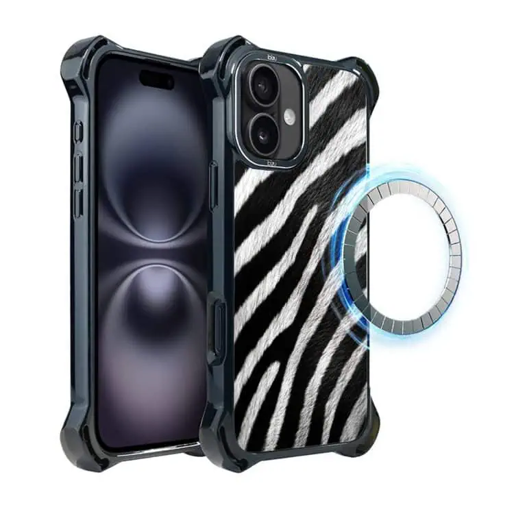Etui do iPhone 16, Ibizu DropGuard Ultra z MagSafe, Zew Natury, Zebra (8)