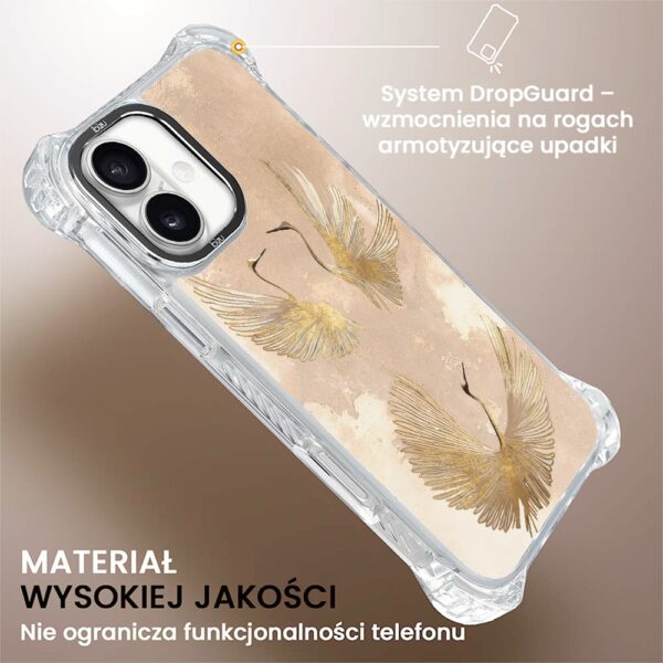 Etui do iPhone 16, Ibizu DropGuard Ultra z MagSafe, Złote żurawie (6)