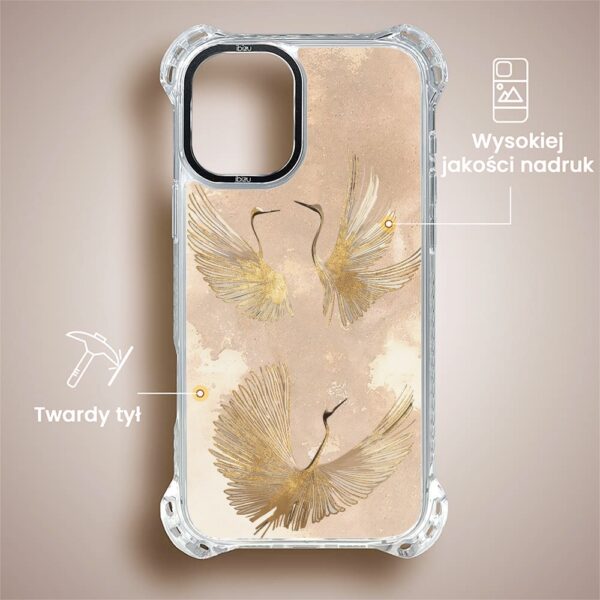 Etui do iPhone 16, Ibizu DropGuard Ultra z MagSafe, Złote żurawie (8)