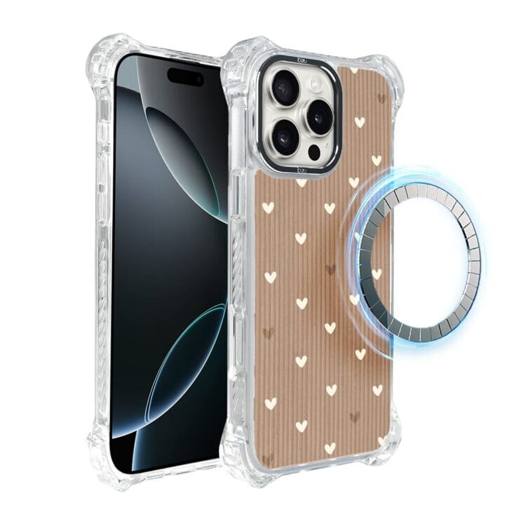 Etui do iPhone 16 Pro, Ibizu DropGuard Ultra z MagSafe, BOHO, Pudrowe serca (8)