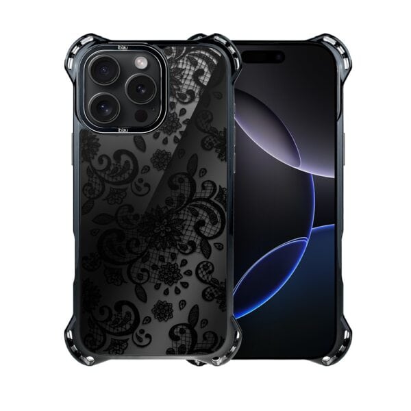 Etui do iPhone 16 Pro, Ibizu DropGuard Ultra z MagSafe, Midnight, Koronkowa czerń (3)