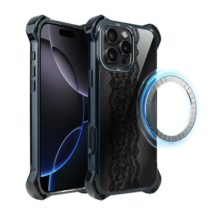 Etui do iPhone 16 Pro, Ibizu DropGuard Ultra z MagSafe, Midnight, Ornamentowa koronka (4)