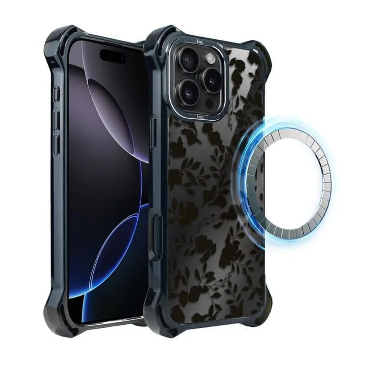 Etui do iPhone 16 Pro Max, Ibizu DropGuard Ultra z MagSafe, Midnight, Dotyk kwiatów (3)