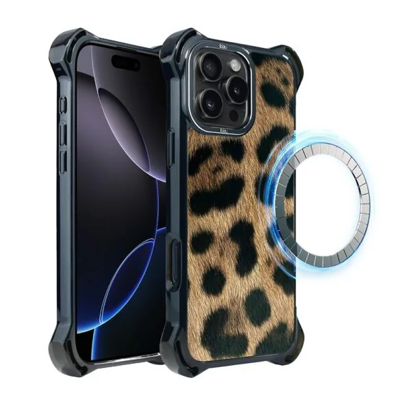 Etui do iPhone 16 Pro Max, Ibizu DropGuard Ultra z MagSafe, Zew Natury, Lampart (4)