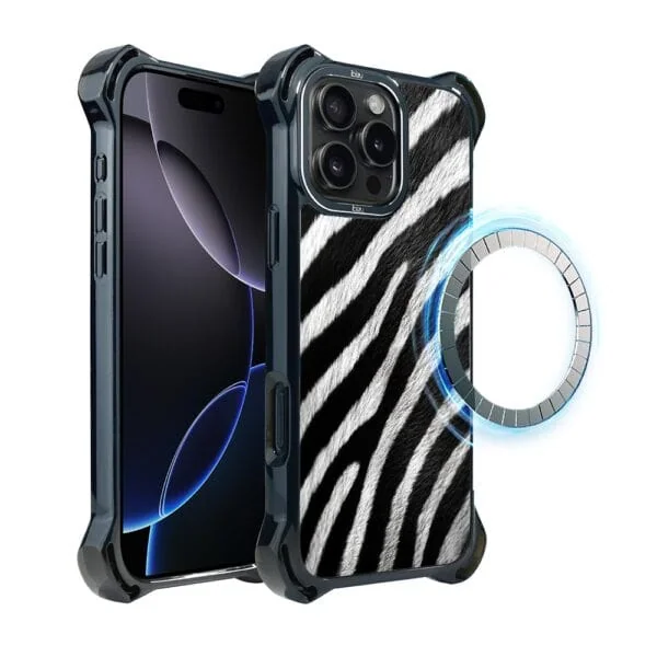 Etui do iPhone 16 Pro Max, Ibizu DropGuard Ultra z MagSafe, Zew Natury, Zebra (3)
