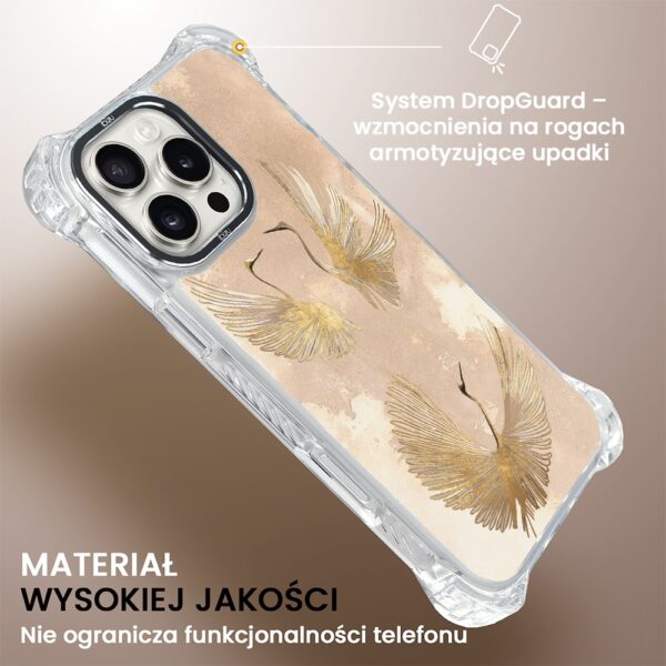 Etui do iPhone 16 Pro Max, Ibizu DropGuard Ultra z MagSafe, Złote żurawie (5)