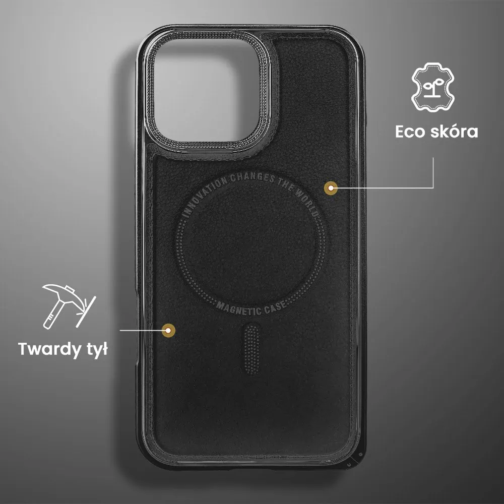 Etui do iPhone 16 Pro Metal Solid Leather z MagSafe, czarne (6)