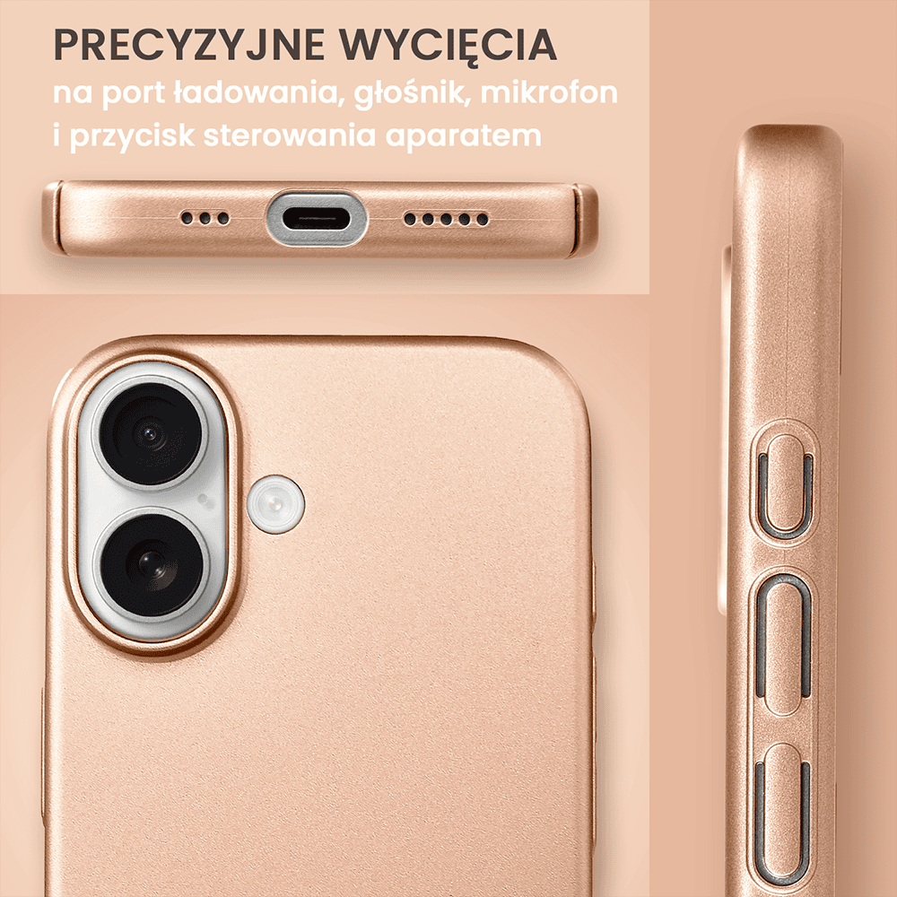 Etui do iPhone 16 Skin Matt satynowe ultra cienkie, złote (8)