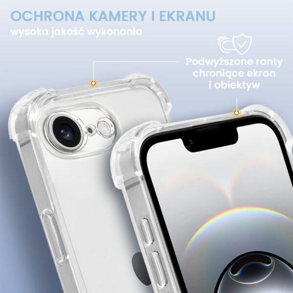 Etui do iPhone 16e pancerne, anti-shock ze wzmocnionymi krawędziami, przeźroczyste (3)