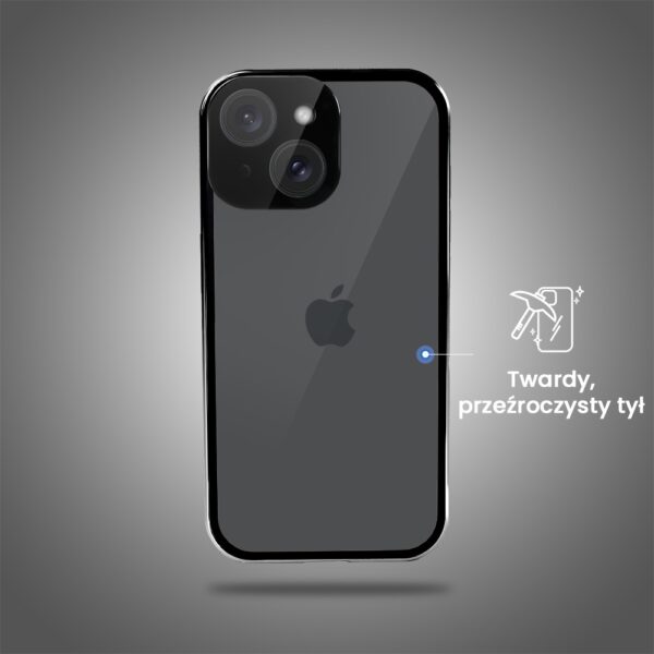 Obudowa do iPhone 13 podwójna szyba i polerowane aluminium 360° magnetyczna, z osłoną aparatu, czarna (5)