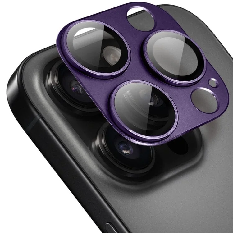 iPhone 16 Pro Max gładka metalowa osłona na cały aparat, wbudowane szkła 9H, purpurowa (2)