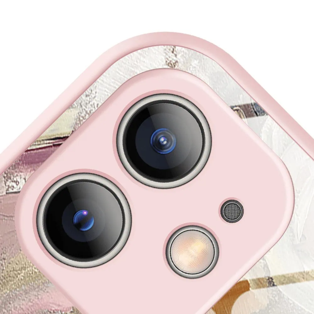 Etui do iPhone 12, Ibizu, szklany tył, osłona kamery, namalowane róże, łososiowe (4)