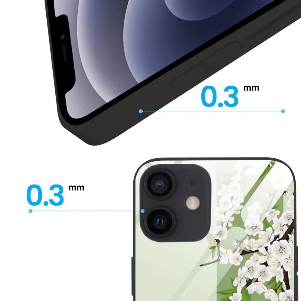 Etui do iPhone 12, szklany tył, romantyczny bez, czarne (3)