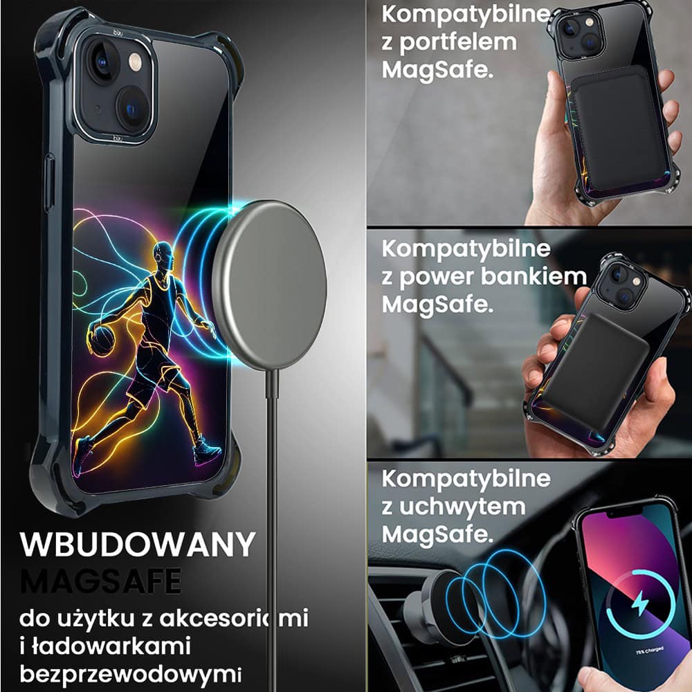 Etui do iPhone 13, Ibizu DropGuard Ultra z MagSafe, ElectroMove, Duch koszykówki (8)
