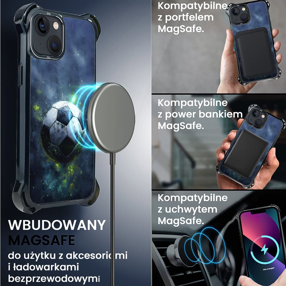 Etui do iPhone 13, Ibizu DropGuard Ultra z MagSafe, Move, Piłka nożna (8)
