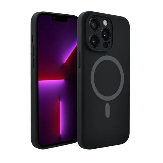 Etui do iPhone 13 Pro, silikonowe z MagSafe, mikrofibra soft touch z osłoną na aparat, czarne (3)